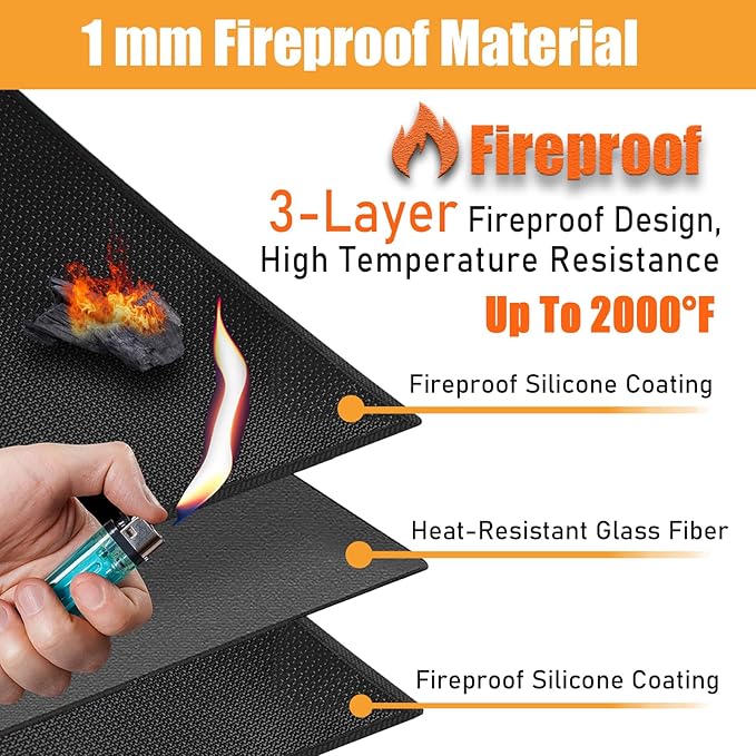 TOHONFOO 80 x 48 in Large Grill Mats for Outdoor Grill - BBQ Grill Mats to Protect The Deck, Patio, Pavers - Easy to Clean Grilling Mats - 1mm