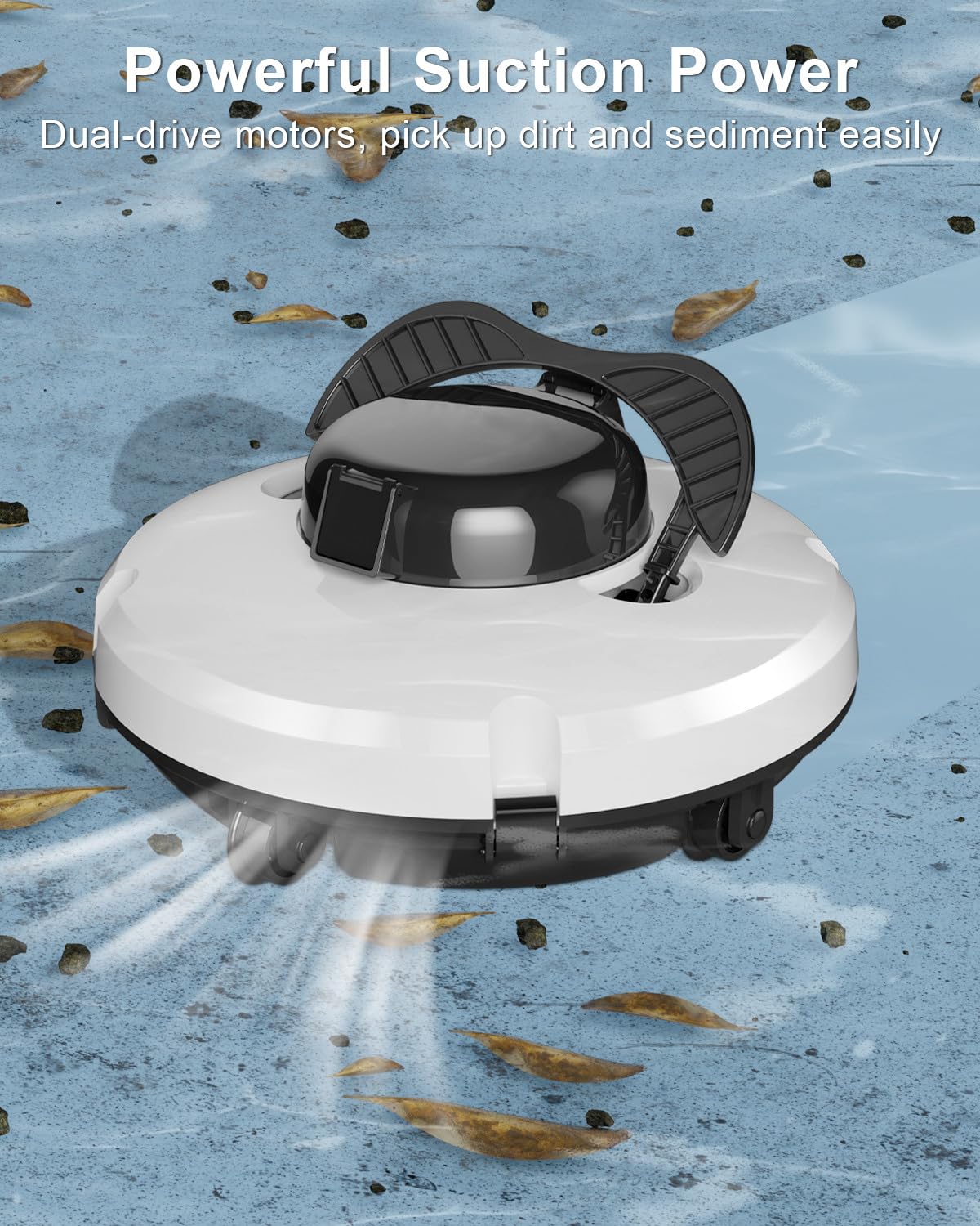 2025 Upgrade Robot Pool Vacuum for Above Ground Pool, Cordless Robotic Pool Cleaner Dual Motors, 120 Mins Runtime, Auto-Dock, Automatic Pool Vacuum Cleaner for In-Ground Flat Pools Up to 1000 Sq.Ft