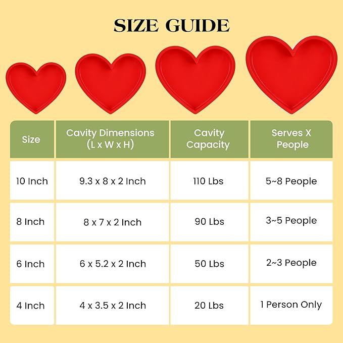 Silicone Heart Shaped Cake Pans 10 Inch Heart Cake Pan Set Nonstick Silicone Heart Molds for Baking (2 Pcs, Red)