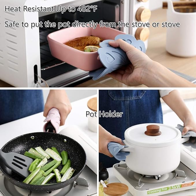 Set of 4 Silicone Trivet Mat - Table & Countertop Hot Pads - Non-Slip & Heat Resistant Modern Kitchen Pads for Pots & Pans, White