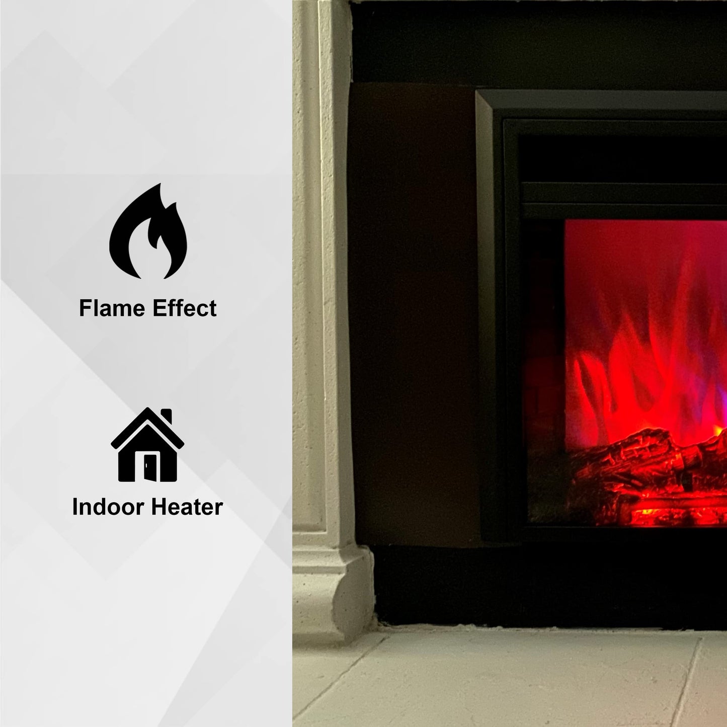 XBrand 32 Inch Insert Electric Fireplace Heater with Remote Control, LED Rolling Flame Effect, and Temperature Limiting Control, Glass and Steel Indoor, Black