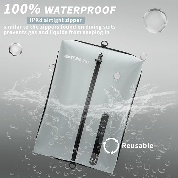 Vacuum Bag for Travel, Professional IPX8 Waterproof Reusable Vacuum Compression Bags for Travel Suitcases, Durable Space Saver Bag(3 PACK,With Pump)