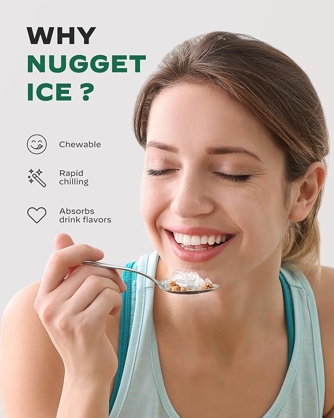 Nugget Ice Maker Countertop, Pebble Ice Maker with Crushed Ice, One-Click Operation Ice Machine with Self-Cleaning, 33lbs/24H for Home, Kitchen, Office, Blue