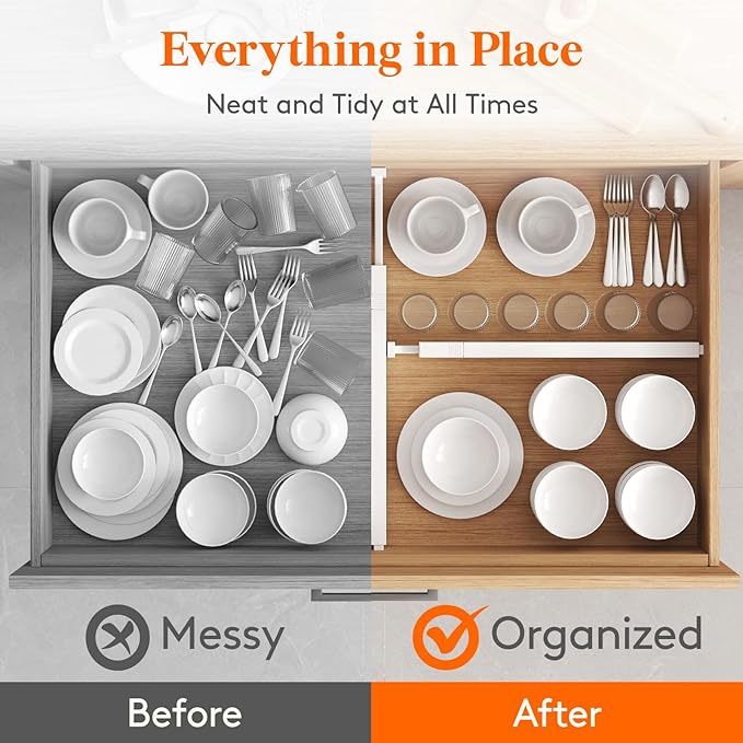 Lifewit Silverware Drawer Organizer, Expandable Utensil Tray for Kitchen, 5 Pack Kitchen Drawer Dividers 2.36" High, 16"-22" Adjustable Drawer Organizer