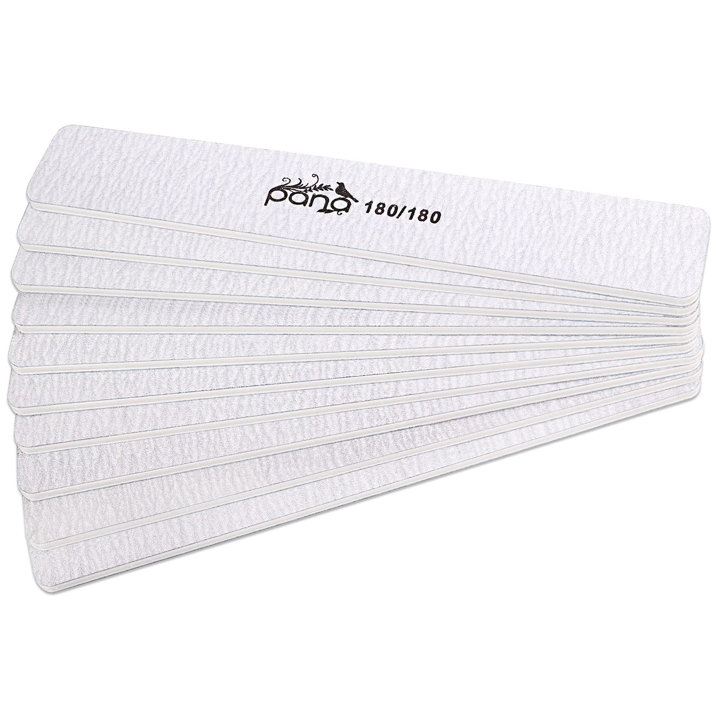 10pcs - PANA Jumbo Double-Sided Emery Nail File for Manicure, Pedicure, Natural, and Acrylic Nails - Zebra (Grit 180/180)