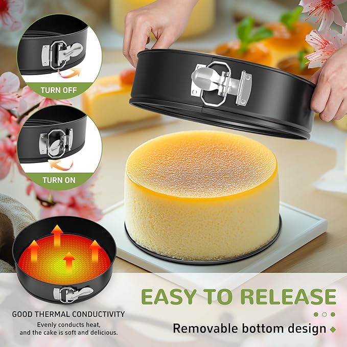 ZeroPone 9 Inch Springform Pan with Removable Bottom, Non-stick Round Spring Form Cake Mold Cheesecake Pan For Baking