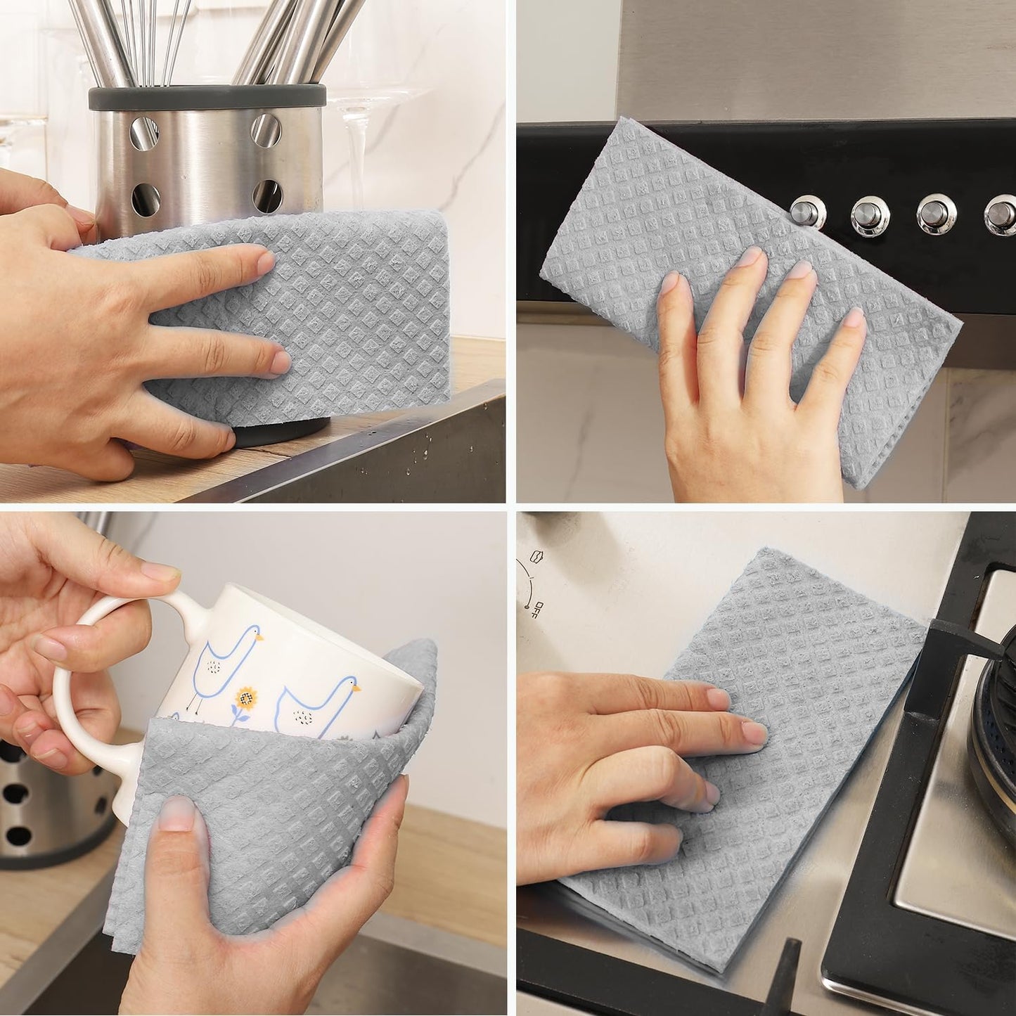 12 Packs Swedish Dishcloths for Kitchen, Reusable Paper Towels Compostable Swedish Dish Clothes for Kitchen and Household Use