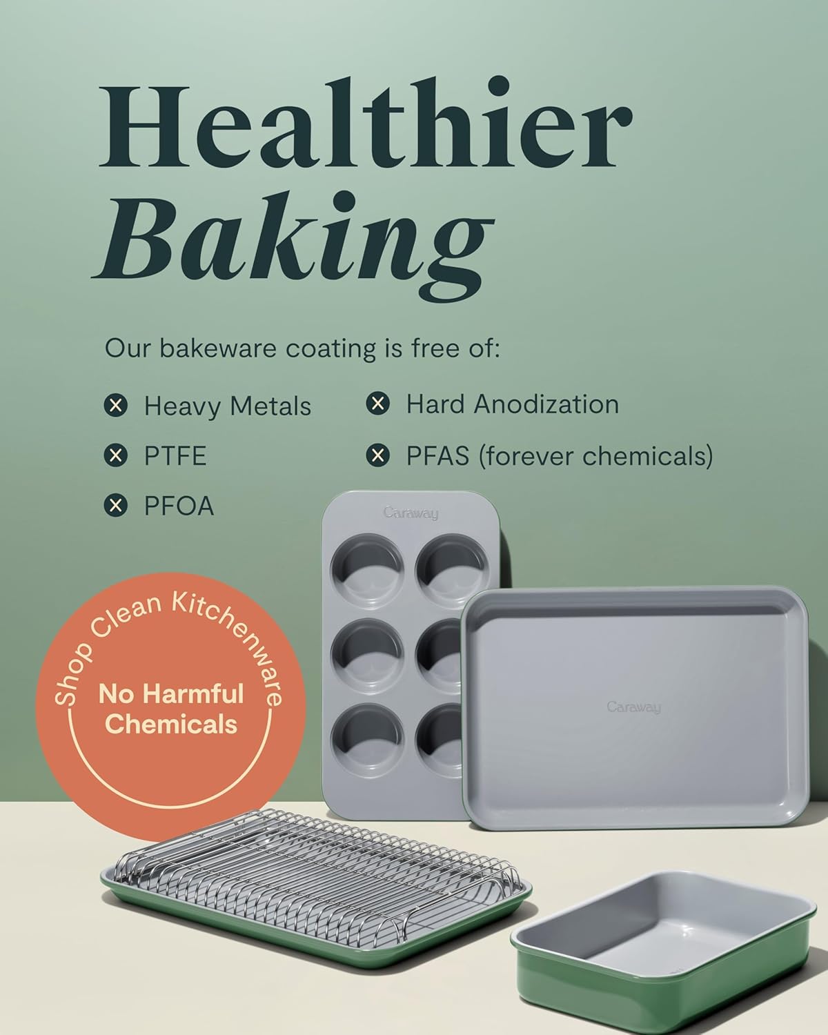 Caraway Nonstick 9” x 6.5” Small Rectangle Baking Pan Duo – Non-Toxic, PTFE & PFOA Free – Aluminized Steel Core – Deep Ceramic Baking Pan for Casseroles, Lasagna & More - Slate