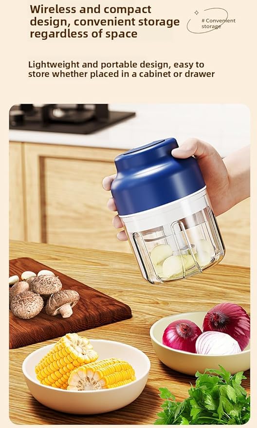 Household Electric Garlic Crusher, Cordless Mini Chopper With USB Rechargeable, Portable Food Processor for Garlic, Onion, Chili, Nuts, Vegetables (1 PCS Green)