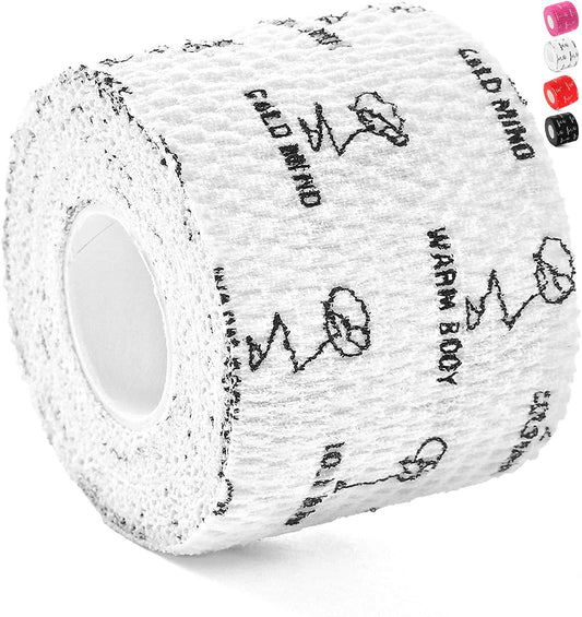 WARM BODY COLD MIND 2" Premium Lifting Thumb Tape for Weightlifting - Hook Grip for Powerlifting, Strength/Cross Training, Deadlift, Weight Lifting, Athletic Finger Wrap (White 6 Rolls)