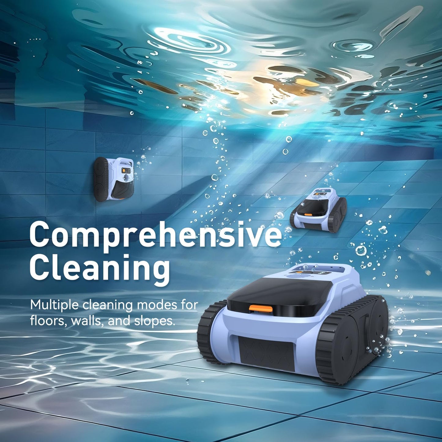 180 Mins Runtime Pool Vacuum for Above Ground Pool, Cordless Robotic Pool Cleaner Up to 2000 Sq.ft, Self-Parking, LED Indicator, Pool Vacuum for Inground Pools for Wall, Floor and Auto Mode (Blue)
