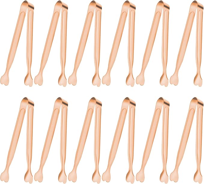 Small Serving Tongs, Anytrp 12-Pack Stainless Steel Sugar Tongs, 5.3inch Kitchen Metal Appetizers Tong for Serving Food, Buffets, Coffee Bar, Tea Party, Desserts Party and Ice Bucket