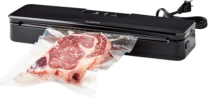 Anova Culinary Vacuum Sealer, Slim & Compact, Includes 10 Pre-Cut Bags (BPA-Free), Wet & Dry Dual Food Vacuum Sealer Machine for Sous Vide and Long-Term Storage, 2-Year Warranty