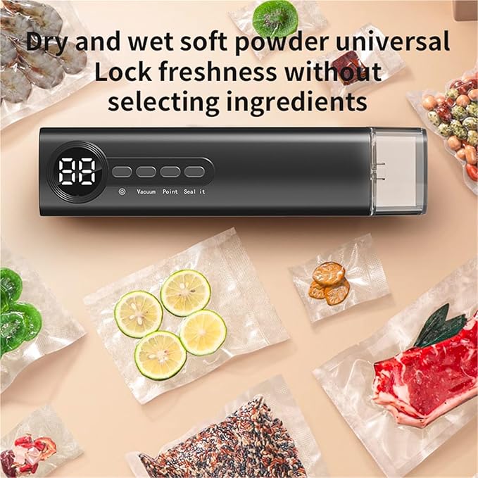 Vacuum Sealer Machine, Mini Vacuum Sealer Wireless Multifunctional Food With Suction Dry/Moist Sealing Machine Plastic Bag Heat for Food(White)