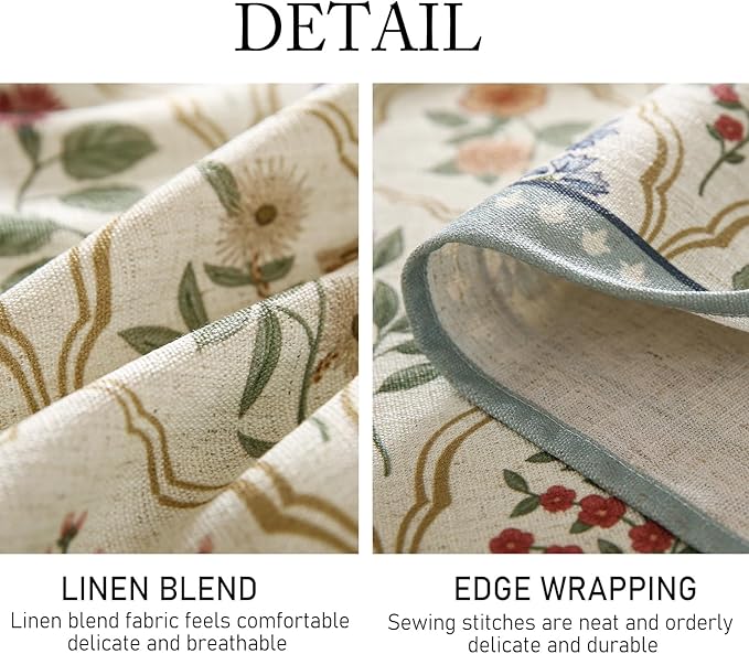 ISAENNE Designer Linen Table Cloth for Rectangle Table,Western Colorful Floral Indoor Tablecloth,Wrinkle Resistant Decor Tablecloths for Dining Thanksgiving Kitchen Christmas,55"*79"-Serenity B