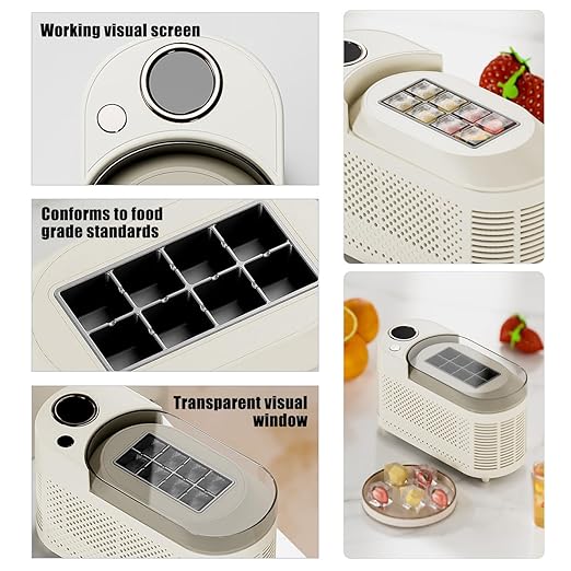 Mini Ice Maker Machine Counter Top for Home, Ice Ready in 10 Mins, Low Noise & Energy Saving, Easy to Clean, Portable Small Clear Ice Cube Maker for Kitchen (White Standard)