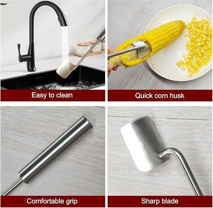 Latest Corn Peeler | Long-Handle Stainless Steel Kernel Remover | Fast, Labor-Saving & Safe | Easy-Clean Tool for Home, Restaurants & BBQs (CK-C(1Pcs))