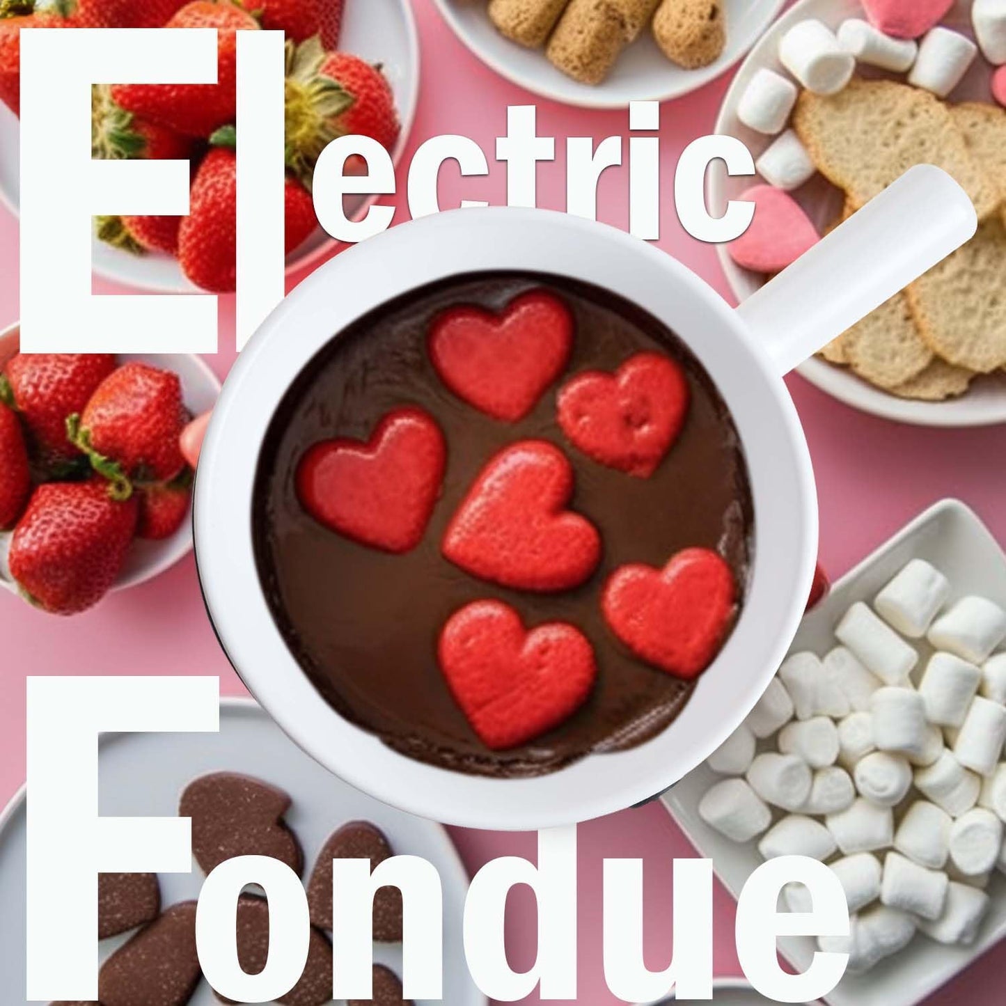 Artestia Electric Fondue Pot 2-QT 1500W, Dual-Use Swiss Fondue Set for Cheese & Chocolate Melting, Adjustable Temperature Control, White Ceramic Pot with Rose-Gold Base & 6 Forks