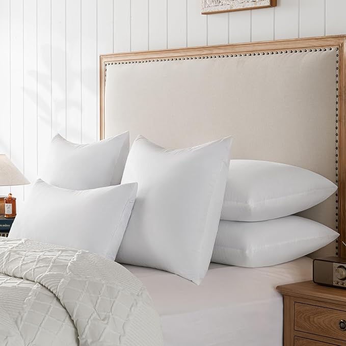 Goose Feathers and Down Pillows, Cotton Cover, Bed Sleeping Hotel Collection Pillows,Set of 2, King Size 20x36