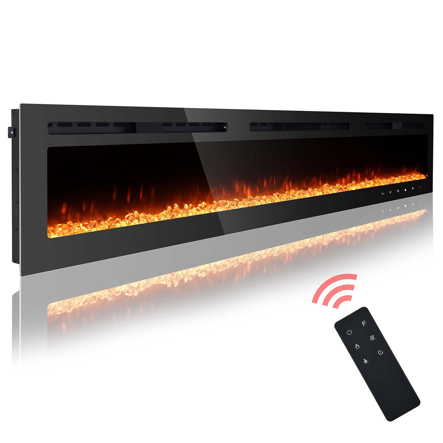 100 inch Electric Fireplace Insert, Wall Mounted, 12 Flame Colors, Remote Control, Timer