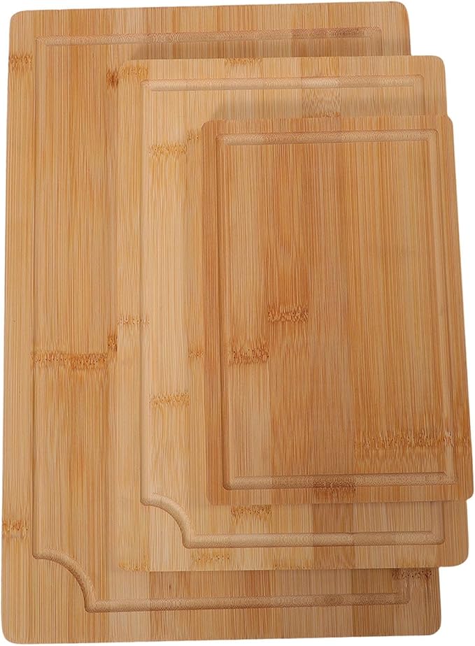 Pssopp Cutting Board Kitchen Sorting Cutting Boards Smooth Charcuterie Butcher Blocks for Serving Meat Fruit Vegetables Cheese Food 3PCS Wood Chopping Boards, Wood Chopping