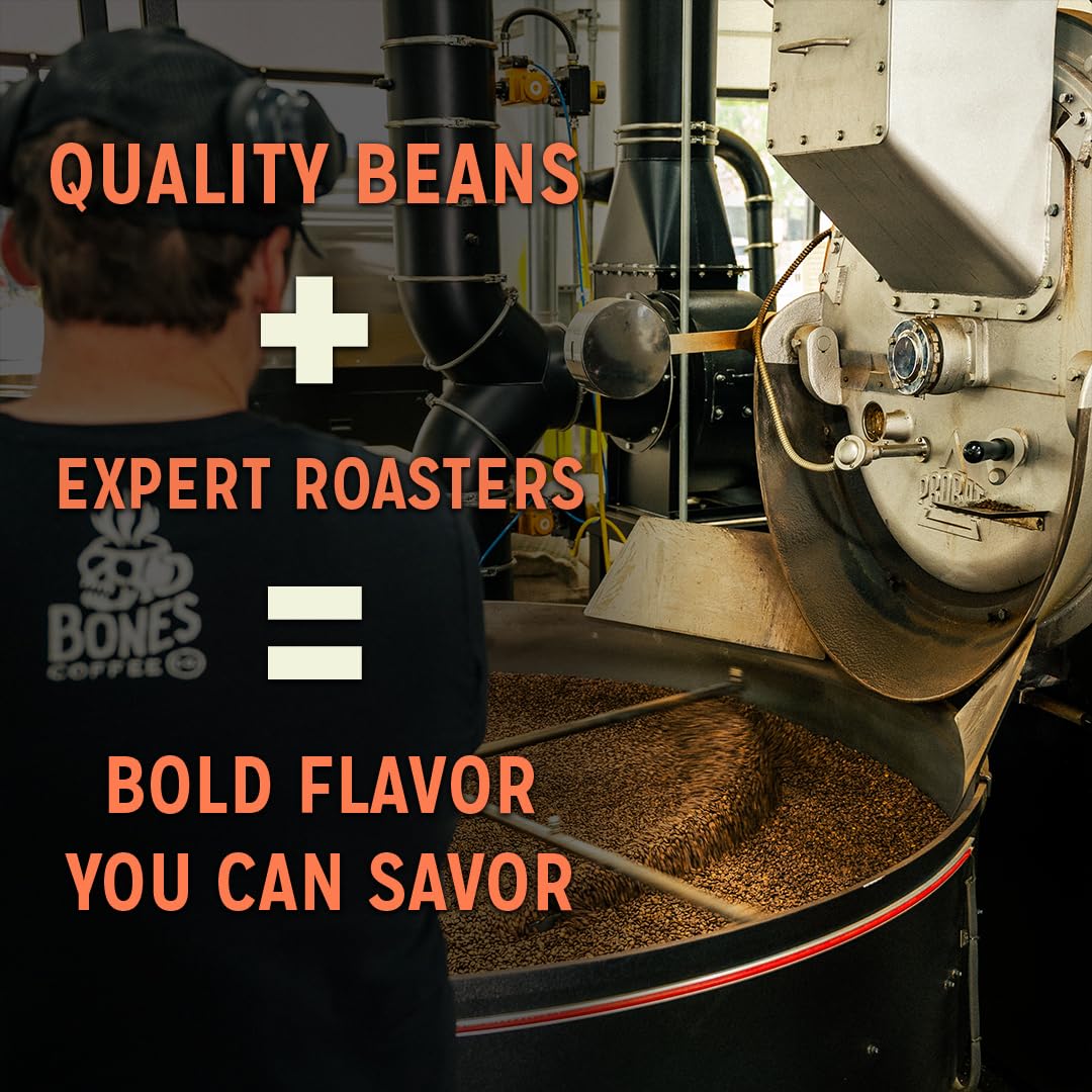 Bones Coffee Company Cookies 'N Dreams Cookies and Cream Flavored Coffee, Medium Roast Low Acid Arabica Beans Compatible with Auto drip and French Press Coffee Maker, 12 Oz Whole Bean