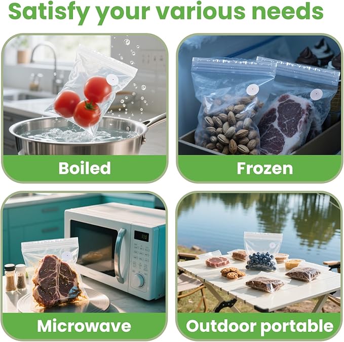 Reusable Vacuum Seal Bags, BPA-Free Food-Grade, Leakproof & Odor-Resistant, Freezer & Microwave Safe, Heavy-Duty Clear Bags for Meat, Seafood, Snacks, Dry Goods, 30 Pack (11.81" x 13.39")