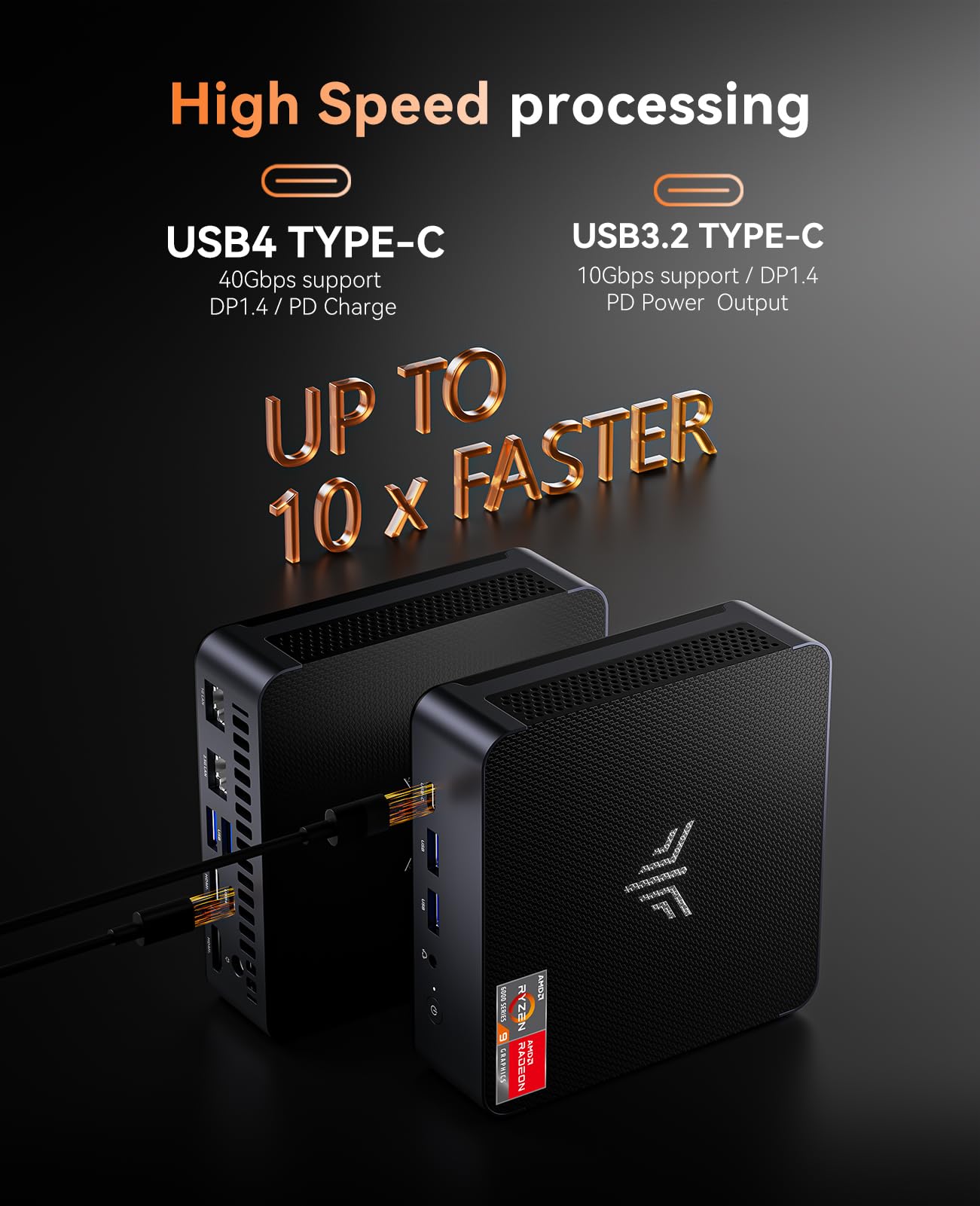 KAMRUI AM21 Mini Gaming PC Ryzen 9 6900HX (Up to 4.9Ghz), Mini Desktop Computer, 16GB DDR5 4800 MHz 512GB SSD, Dual LAN, Dual NVMe PCIe 4.0 SSD Slots, WiFi 6, BT5.2, 4K@60Hz ，Business, Office, Home