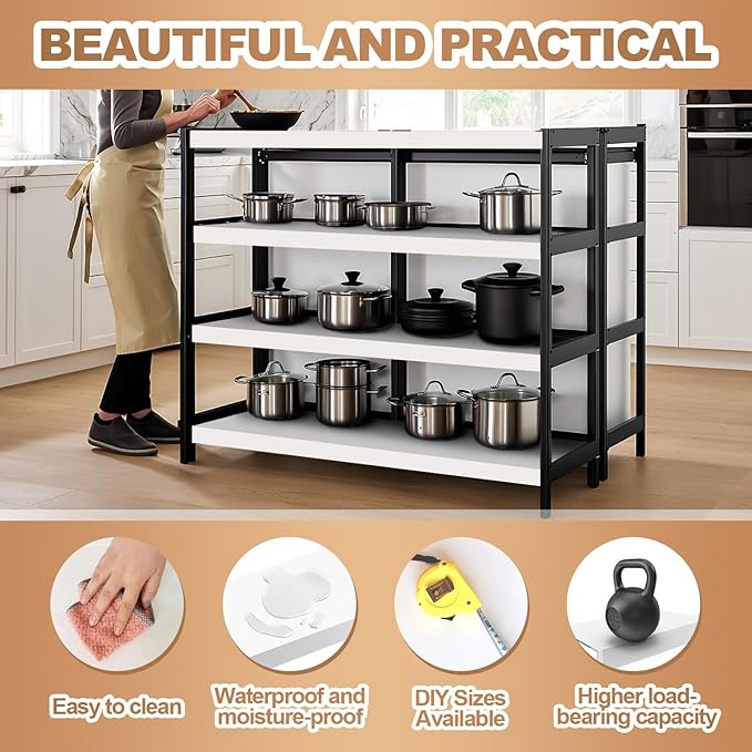 5 Pcs Wire Rack Covers 36x16x3 inch PVC Pantry Shelf Cover 0.31 inch Thick Removable Closet Wire Rack Shelf Covers,Decoration Kitchen Bathroom Office Shelving (Light luxury white,36x16x3 inch)