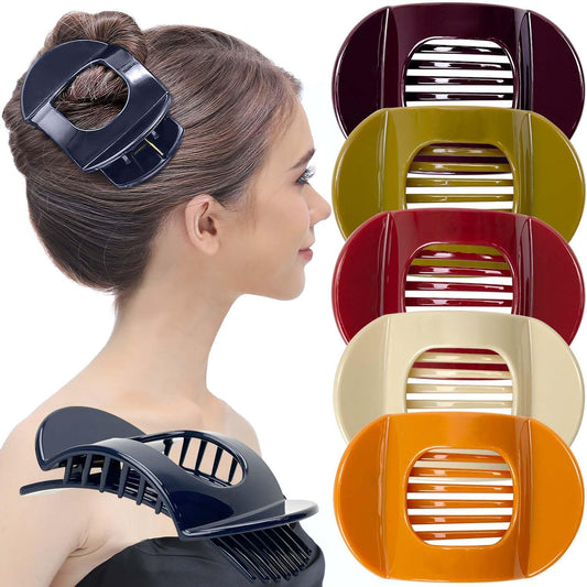 RC ROCHE ORNAMENT 6 Pcs Womens Square Strong Grip Secure Hold Inner Teeth Styling Plastic Comfortable Curve No Slip Beauty Accessory Girls Ladies Claw Clamp Clip, Large Classic Multicolor