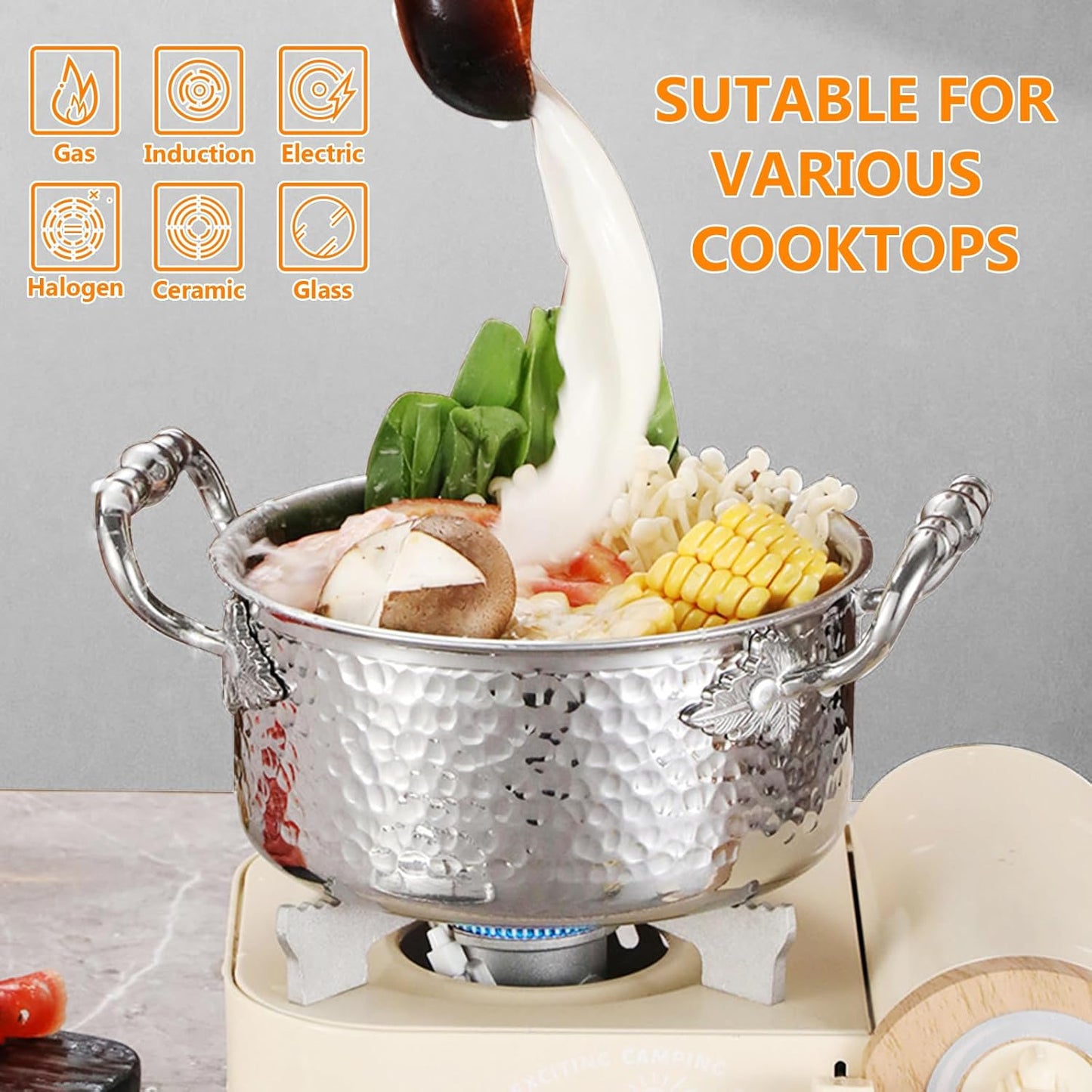 Stainless Steel Stock Pot with Visible Lid for Pasta, Soup, Spaghetti, Nonstick Thick Bottom Stockpot, Induction Pasta Pot Compatible with All Cooktops, Dishwasher Safe,8.5QT