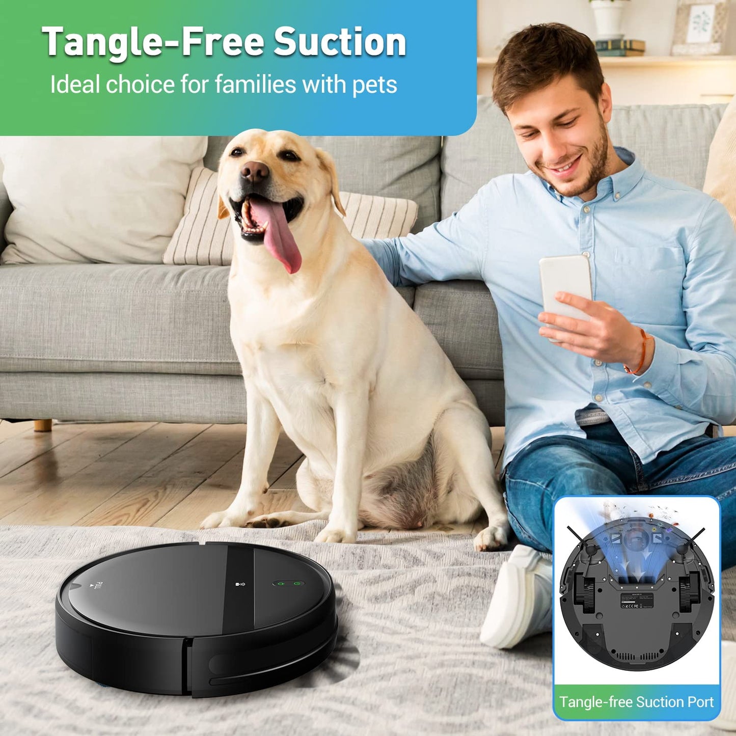 Kilgone Robot Vacuum and Mop Combo 2300Pa for Pet Hair | Robotic Vacuum Cleaner with WiFi/Alexa/App | Auto Recharge & Tangle-Free | Ultra-Slim Quiet 2.8" for Hard Floors, Low-Pile Rugs