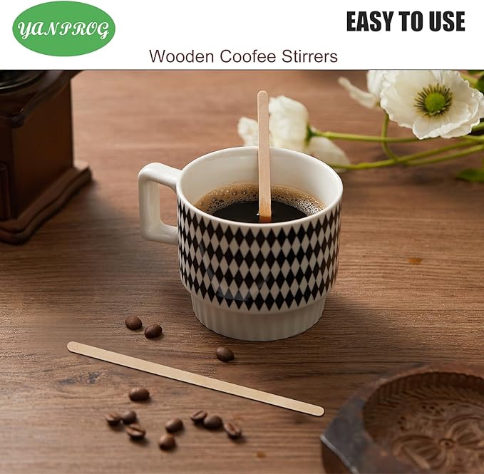 Wooden Coffee Stirrers 5.5" Coffee Stir Sticks 1000 Pcs, Natural Birch Round End Thick Birch Wood Eco-Friendly， Suitable for Coffee, Cocktail and Hot Drinks