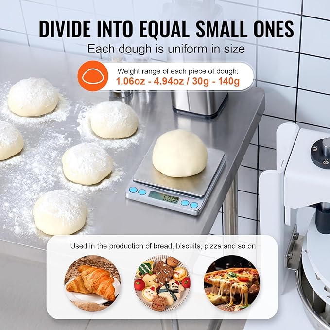 VEVOR Dough Divider,40PCS Manual Dough Divider Cutter,1.06oz - 4.94oz Dough Press Dough Cutting with 304 Stainless Steel Tray and Blade,Pastry Divider for Bakery,Restaurant,Commercial Food Preparation