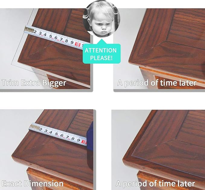 NECAUX Custom Multi-Size 1.5mm Thick Frosted PVC Table Cover Protector - 30 x 48 Inch Dining Room Table Rectangular Vinyl Non-Slip Desk Pad for 4 Foot Coffee Table/Writing Desk/Chair Mat