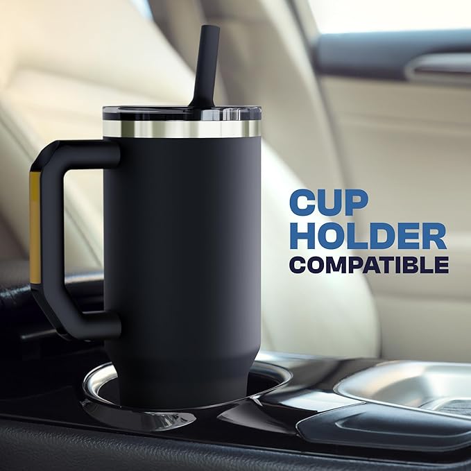 Thicc Buddy - 40 oz Stainless Steel Vacuum Insulated Tumbler with Lid and Straw for Water - Travel Mug Cupholder Friendly - Gifts for Women Men Him Her, Violet Haze