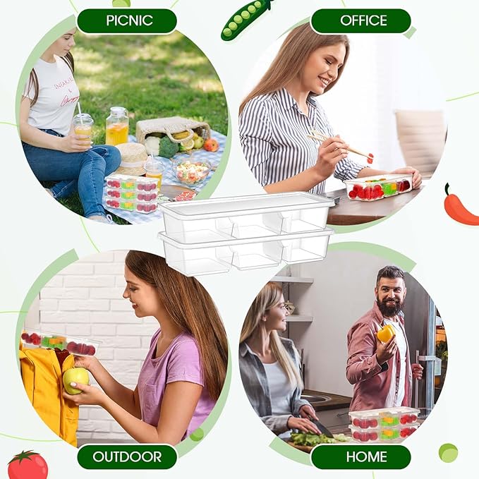 Hushee 25 Pack 17 oz Small Meal Prep Containers with 3 Compartments Snack Containers with Lid Disposable Plastic Bento Box Travel Lunch Food Boxes Stackable for Office Picnic (Clear)