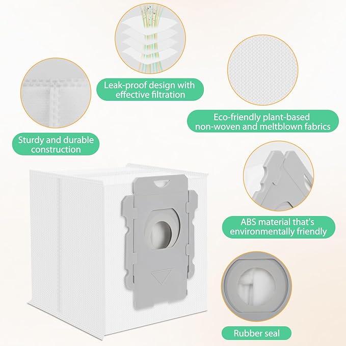 6 Pack Roomba Replacement Parts - Vacuum Bags for iRobot Roomba i7+, i1+, i2+, i3+, i4+, i5+, i6+, i8+, j6+, j7+, j8+, j9+, s9+, Combo i5+, j5+, j7+, j9+, High-Efficiency Dirt Disposal Bags