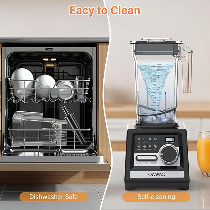 OMMO Blender, Peak1800W Blender for Smoothies, 68oz BPA-Free Smoothie Blenders for Kitchen with 9 Speed Control&Built-in Timer, Dishwasher Safe for Ice Crush, Smoothies, Frozen Drinks and Fruits