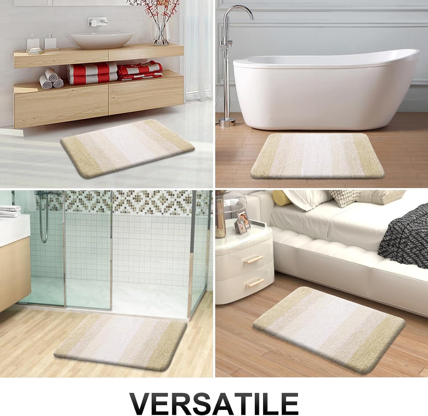 OLANLY Bathroom Runner Rugs 47x24, Extra Soft Absorbent Microfiber Bath Rugs, Rubber Backing, Quick Dry, Washable Bath Mats for Bathroom Floor, Tub and Shower, Home Decor Accessories, Light Beige