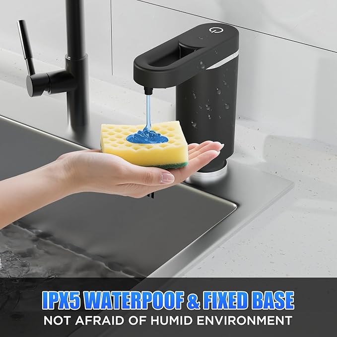 Automatic Dish Soap Dispenser for Kitchen Sink, Touch-Free Electric Sink Soap Pump, Plug-in Powered, Leak-Proof Universal Fit, 35" No-Spill Tube Kit, Easy Install & Sleek Design for Kitchen Bathroom