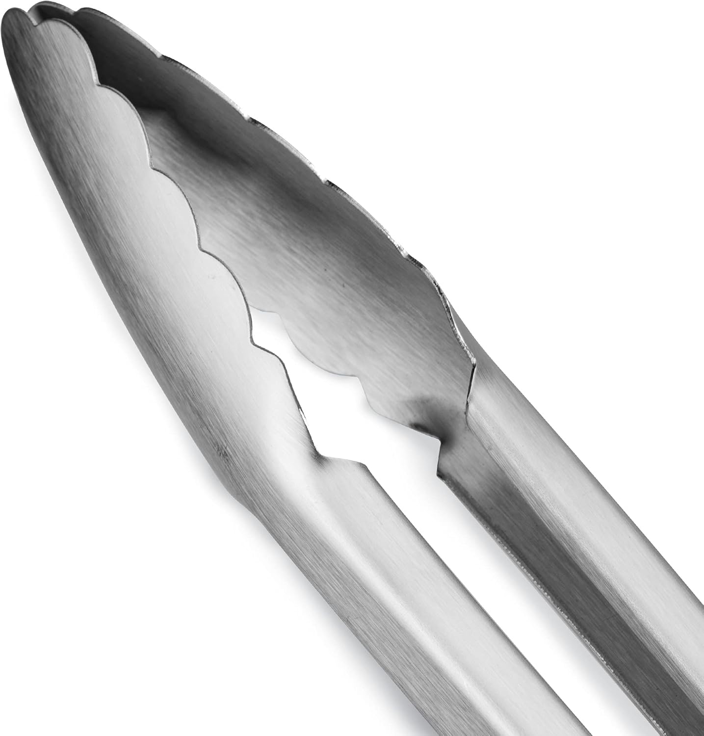 304 Stainless Steel Kitchen Cooking Tongs, 12" and 14" Set of 2 Sturdy Grilling Barbeque Brushed Locking Food Tongs with Ergonomic Grip, Blue