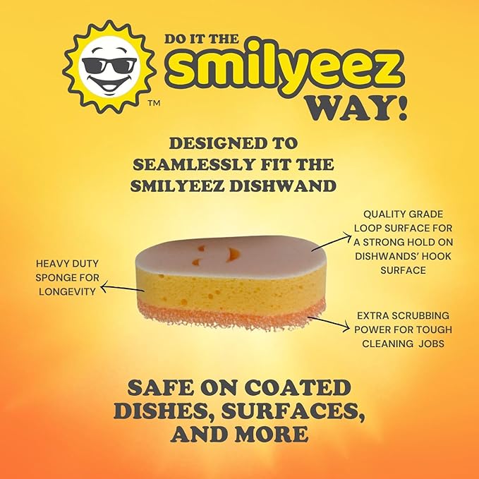 Smilyeez Caddy Combo, Sink Caddy, Smiling Handle, 2 Scrub Moji Sponges, Dishwand with 2 Mini Moji Sponges (Light Blue)