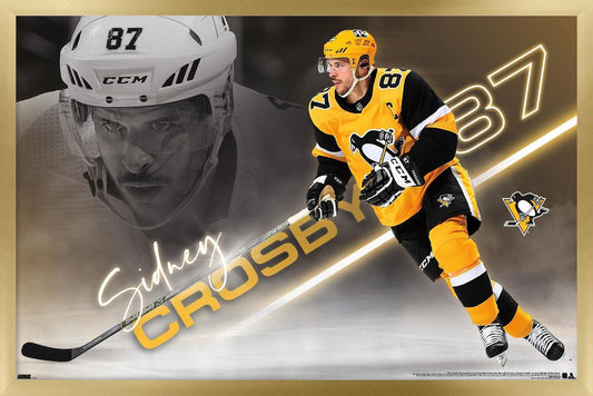 Trends International NHL Pittsburgh Penguins - Sidney Crosby 21 Wall Poster, 14.72" x 22.37", Gold Framed Version