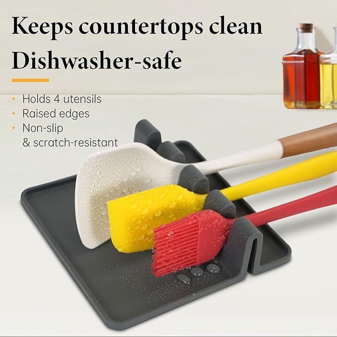 Removable Pot Handle, Universal Pan Handle, Replacement for Pots and Pans, Fits All Cookware, Includes Spoon Rest, Durable & Heat-Resistant, Black - Gray