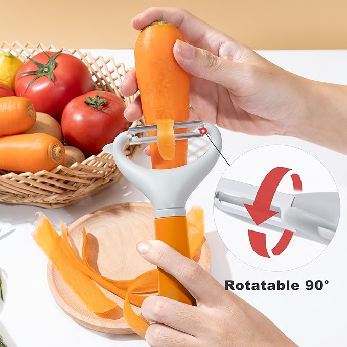 Li&Zhao Vegetable Peelers - Potato Peelers Fruit Peeler Veggie Peeler Carrot Peeler Apple Peeler Garlic Peeler I and Y Peelers for Kitchen Julienne Peeler(Blue)
