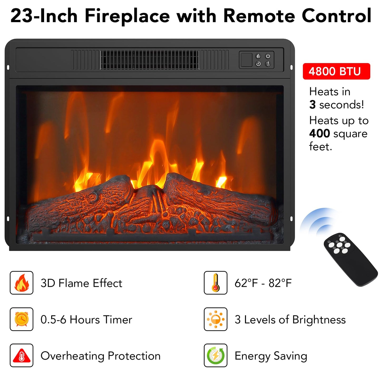 Electric Fireplace Tv Stand for Tvs Up to 58 Inch, Farmhouse 23" Remote Control Fireplace Entertainment Center with Sliding Barn Door, Storage Cabinets/Adjustable Shelves for Living Room