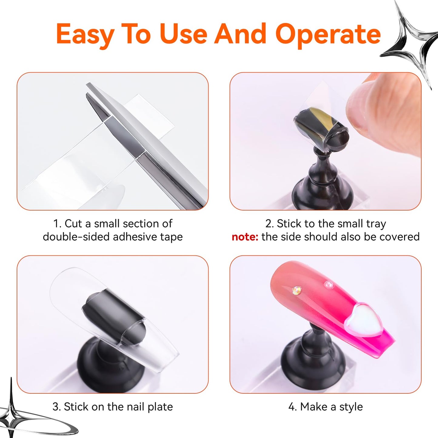 Makartt Press on Nails Stand: Black and White Nail Holder for Painting Nails, Stands for Art Display Practice, Magnetic Fake Holders with 1M Double-Sided Tape DIY Home Salon Use