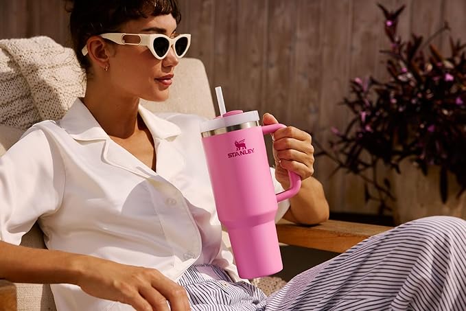 STANLEY Quencher H2.0 Tumbler with Handle and Straw 64 oz | Flowstate 3-Position Lid | Cup Holder Compatible for Travel | Insulated Stainless Steel Cup | BPA-Free | Blue Sky