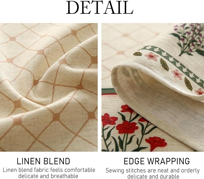 ISAENNE Designer Vintage Linen Floral Table Cloth for Rectangle Table,Fall Colorful Modern Tablecloth,Anti-Wrinkle Decor Tablecloths for Dining Thanksgiving Kitchen,55"*79"-Bertina E